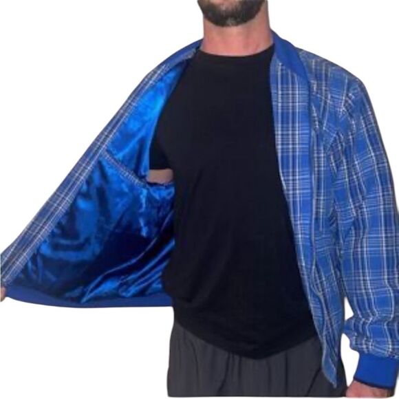 Sean John Blue Plaid Bomber Jacket Mens Size Medium - Picture 2 of 13